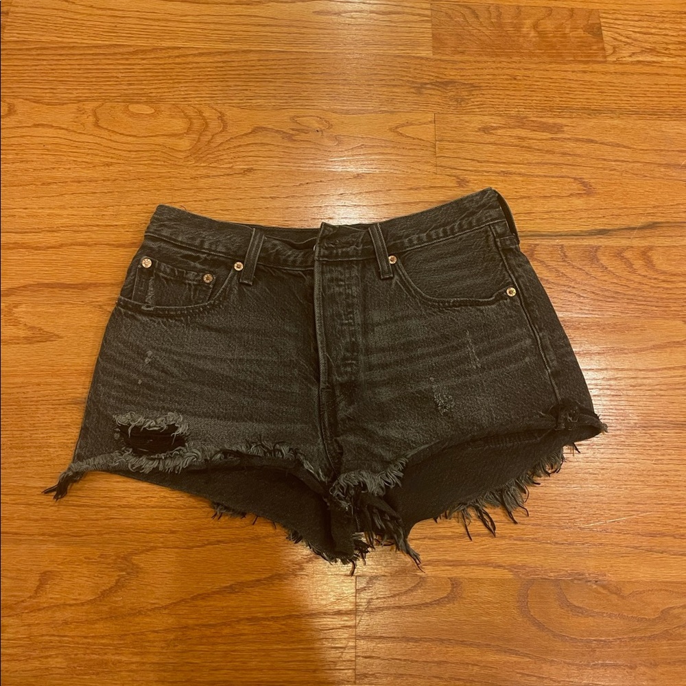 Levi's 501 denim shorts - black medium grey wash
